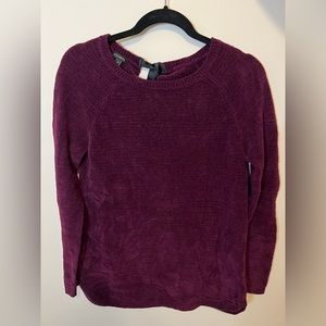 Talbots Size M Purple Fuzzy Soft Knit Merino Wool Blend Relaxed Tunic Sweater